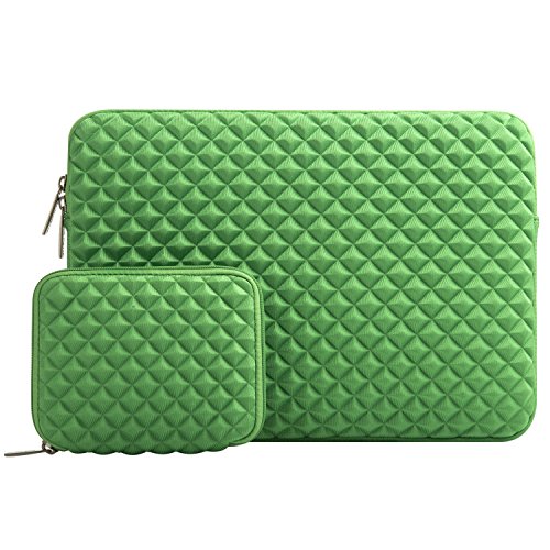 MOSISO Universal wasserresistente and stoßfest Lycra Laptop Schutzhülle mit Rautenmuster / Diamant-Muster Schaumpolsterung für 12,9 Zoll iPad Pro, 13-13,3 Zoll MacBook Pro, MacBook Air, Laptops, Tablets, Notebooks Chromebook, Greenery