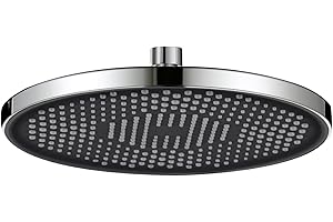 Soffione Doccia rotondo da 26 cm(10 Pollici), YUANNY Grande Soffione Doccia a Pioggia Anticalcare, Testa Doccia Tonda ad Alta Pressione, Docce fisse Regolabile，Risparmio idrico，Cromo