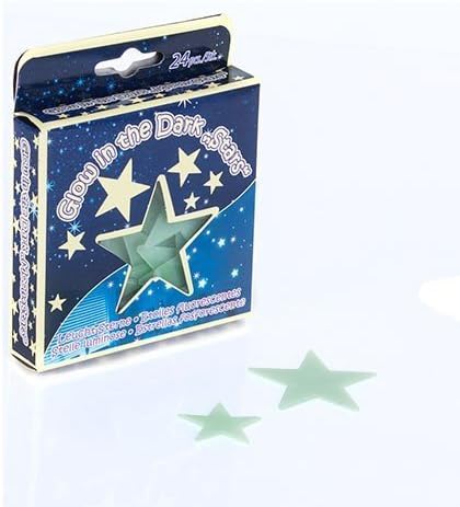 Glow In Dark Stars Pack of 24-Three to Choose-Moon, Stars, Planets Glow in The Dark (Stars Only)