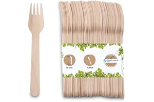 BIOZOYG 1000 Forchette Monouso in Legno - Posate Biodegradabili e Compostabili - Stabili 16,5 cm