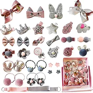 36 Pieces Cute Hair Bows Baby Elastic Hair Ties Hair Accessories Ponytail Holder Hairpins Set for Baby Girls Teens Toddlers, Assorted Styles Toddlers