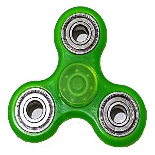 Tri fidget Hand Spinnner,Toy,Stress Reducer Ultra Durable High Speed Bearing Fidget Spinner Finger Toy Perfect For ADD/ADHD/Anxiety/Autism And Stress Relief Adult Children,Office Desk GLOW IN THE DARK(silicone green withsilver)