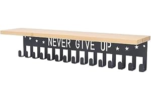 Sulfar Medal Display Shelf, Medal Hanger Display and Shelf, Easy Install Metal Award Holder with Hooks for Gymnastics, Soccer, Basketball, Football, and More