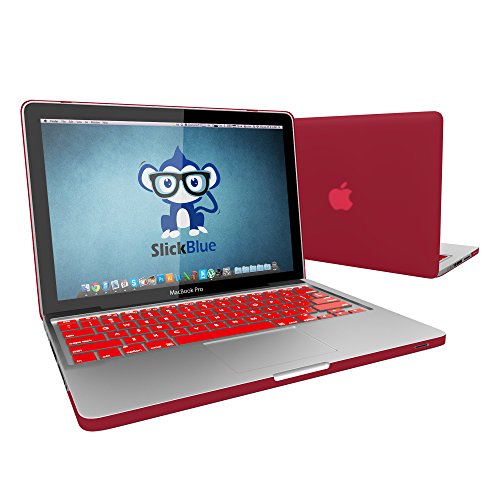 SlickBlue Macbook-Pro-13 (A1278) gummierte harte hülle mit EU QWERTY Tastatur Abdeckung und Displayschutzfolie- Weinrot