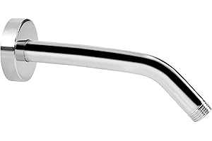 KATEZON Shower Arm with Flange, Made of 304 Stainless Steel, 10 Inch Shower Head Extension Extender Pipe Arm, Wall-Mounted for Fixed Bathroom Shower Head (Chrome)