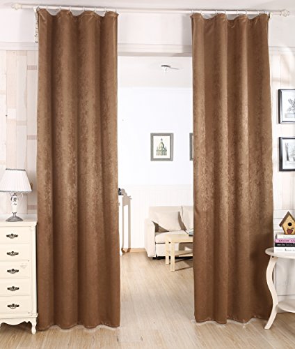WOLTU VH5886cp Gardine Vorhang blickdicht , Verdunkelungsvorhang Thermovorhang mit Kräuselband , schwere Verdunkelungsgardine Crush Optik , 135x245cm , Cappuccino - 2