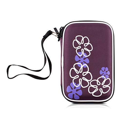 kwmobile Hardcase Tasche Hülle für externe Festplatten (2,5″) mit Gänseblümchen Abstrakt Design – Schutzhülle in Weiß Violett - 2