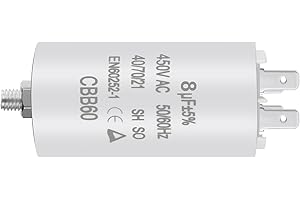 OFFCUP Motorkondensator CBB60 Anlaufkondensator 8μF 450V Kondensator 8μF 450V CBB60 kondensatoren Stecker Geeignet für Elektromotoren und Schwimmbadpumpen Elektromotor,50/60Hz