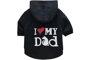 NashaFeiLi Pet Clothes, Dog Clothes I Love My Dad Hoodies Shirt for Puppy Small Dog Cat (L, Black)