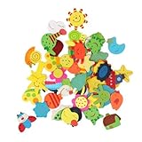 Colorful Cartoon Imanes para nevera de madera para niños (Pack de 48)