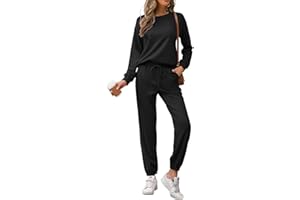 REORIA Donna Manica Lunga Girocollo Tinta unita Due Pezzi Outfit Felpa Jogger Tuta Set Felpa & Pantaloni Della Tuta
