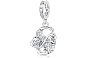 TIZU Pendente Charms Lettera Ciondolo Compatibile con Europeo Braccialetti e Delle Collane, Regali per le Ragazze Donne Mamma