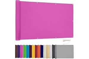 Lingle888 Balkon Sichtschutz PB2 PES blickdichte Balkonumspannung mit Ösen und Kabelbinder 8 Tage geliefert - in div.20 Größen & 14 Farben 420D(Rose,0.7x1m)