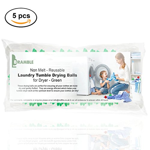 Bramble – 5 x Nicht schmelzende – wieder verwendbare Wäsche Trocknerbälle – Grün / Rot (Grün) - 6