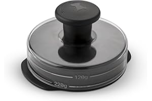 Weber Prensa para Hamburguesas, para hamburguesas uniformes, para preparar pattys de 200 y 120g, mango desmontable para un almacenamiento Fácil, apto para Lavavajillas - Negro (6400)