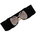 TOPPROSPER Women Belt Casual Belt For Dress Skirt Waist rhinestone Ladies Designer Waistband belt stretchable belt for women jeans (Free Size, Black)