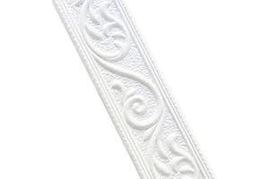 Puupaa Wandverkleidung, Sockelleiste, 3D-geprägter Schaumstoff, Wandbordüre, Aufkleber, Dekorationsstreifen, selbstklebend, DIY-Dekoration, Wand, für Badezimmer, Küche, Türrahmen, TV-Hintergrund, weiß