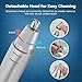 Nose Trimmer with Stainless Steel Dual-Edge Blades, Anjou Groomer for Nose, Ear and Facial Hair (Detachable Head, Washable Design, LED Light, 2 x AA Batteries for 90 Hours of Trimming per Battery) - Silver