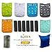 LilBit Baby Reusable Pocket Cloth Diapers, 6 pcs + 6 pcs Bamboo Charcoal Inserts