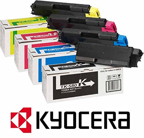 4 x Original Toner Kyocera/Mita FS-C5150DN / ECOSYS P6021cdn (TK-580 K / 1T02KT0NL0 / TK-580 C 1T02KTCNL0 / TK-580 M / 1T02KTBNL0 / TK-580 Y / 1T02KTANL0) / - original Toner Set / schwarz 3.500 Seiten / cyan magenta gelb je 2.800 Seiten PRIME