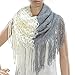Winter Warm Crochet Knit Long Tassels Soft Wrap Shawl Scarves Scarf Two Styles Infinity and Straight (White)