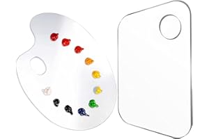 MNIXY Rifrpha 2 PCS Palette Acrylique Transparente Palette de Peinture Acrylique avec Trou Palette Transparente Peinture Palette de Peinture Ovale Palette de Mélange de Couleurs pour Artisanat, Maquillage