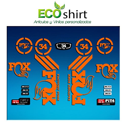 Ecoshirt Q9-UBE5-H3Q4 Autocollants Fork Fox 34 Am64 Autocollants Fourche Gabel Fourche Orange