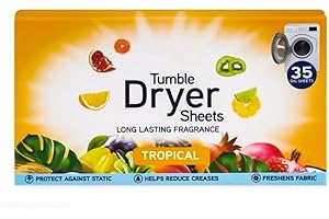 ANGIX 1 drap de sèche-linge avec parfum tropical durable et doux pour vêtements frais et linge (35 grandes feuilles)