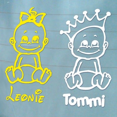 Babyaufkleber mit Name/Wunschtext – Motiv 709 (16 cm) – 20 Farben und 11 Schriftarten wählbar - 4