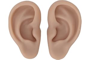 LUQEEG Modelo de Oreja Humana, 1 Par de Modelos de Oreja de Simulación de Silicona Suave, Oreja Falsa Flexible, Partes del Cuerpo Realistas para Práctica de Perforación, Exhibición de Joyería(3#)