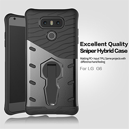 Funda LG G6 Armor Carcasa   Tarea Pesada  360 Grados de Rotaci  n Soporte de Combinaci  n a Prueba de Golpes H  brido Defender Carcasa Duro Prueba de Choques y Dustproof de Caja Protectora para LG  LG G6  Plata 