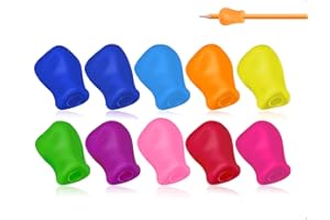 Emezddo 10 Ayudas de Escritura para Niños, Portalápices de Silicona para Niños, Portalápices Ergonómico Suave para Diestros y Zurdos, Corrige la Postura de Escritura (9 Colores)