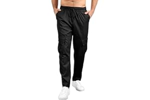 Aulemen Pantalon Homme Cargo Taille élastique Cordon de Serrage Pantalon de Jogging Homme de Loisirs avec Poches