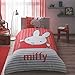 Produktbild %100 Baumwolle Miffy The Rabit Einzelbett Bettwäsche Bettdeckenbezug(160x220cm), Bettwäsche 100% Baumwolle mit Bettbezug, Spannbettlacke(100x200cm) und Kissenbezug(50x70cm) Made in der Türkei