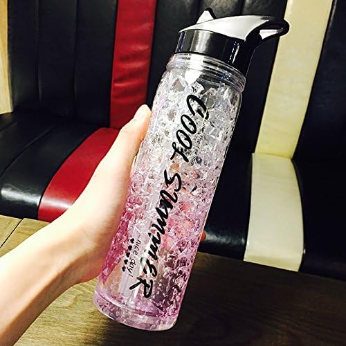 Summer Ice Adult Straw Cup Bottle, Portable Plastic Outdoor Colorful Water Glass, Height 27.5, Diameter 7.5cm,Violet