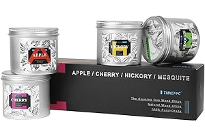 TMKEFFC Trucioli di legno per affumicare, perfetti per affumicatori da cucina, trucioli di legno da 4 oz * 4 lattine - 1 mesquite, 1 ciliegia, 1 mela, 1 hickory