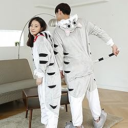 HOMEE Unisex Pijamas para Adultos - Peluche de una Pieza Cosplay Animal Traje Invierno Espesamiento Ocio,Gato,XL