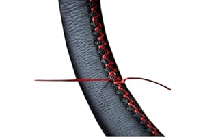 ‎MAYCO BELL DIY Lenkradbezüge aus weichem Faserleder auf dem Lenkrad des Autos mit Nadel und Faden Innenzubehör Rot