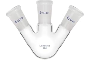 Labasics Glass 50ml 3 Neck Round Bottom Flask RBF, with 24/40 Center and Side Standard Taper Outer Joint, 50ml