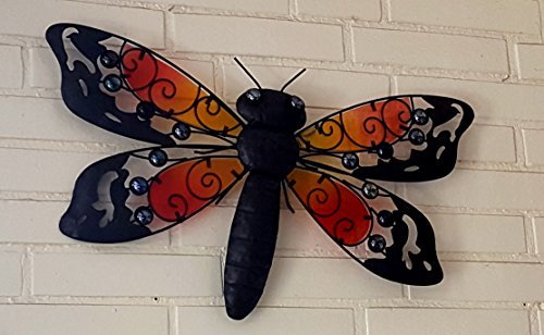 Wanddeko Wandschmuck Deko Libelle Wanddekoration Libelle aus Metall mit Glassteinen - 2