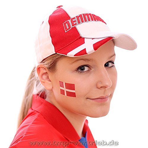 10 x Dänemark Tattoo Fan Fahnen Set – WM 2018 Denmark temporary tattoo Flag (10)