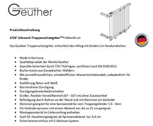 Geuther – Schwenk-Treppenschutzgitter Natur - 8