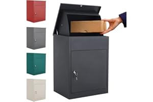 INMOZATA Wall Mounted Parcel Box Outdoor Weatherproof Delivery Box Smart Parcel Drop Box for Secure Multiple Large Delivery Packets & Mails Receiving (Black)