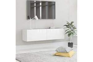 homiuse Mueble TV Madera contrachapada Blanco Brillante 120x30x30 cm Muebles TV Muebles De Salon TV Mueble TV Suspendido Mesa Television Mueble TV Estrecho Mesa para TV Muebles De Salon Mueble Salon