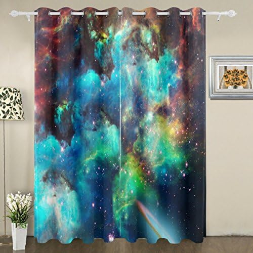 Nebulae Stars Galaxy Blackout Window Curtains Grommet Top Thermal Insulated Room Darkening Drape for Bedroom Living Room 55W x 84L Inch, 2 Panels