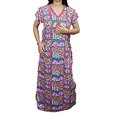 Indiatrendzs Women Hosiery Nighty Floral Pink Nightwear Night Gown 46"