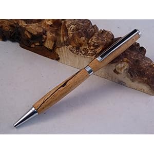 Schreibgerät-Unikat-Kugelschreiber Buche gestockt Holz handgedrechselt Edelholz