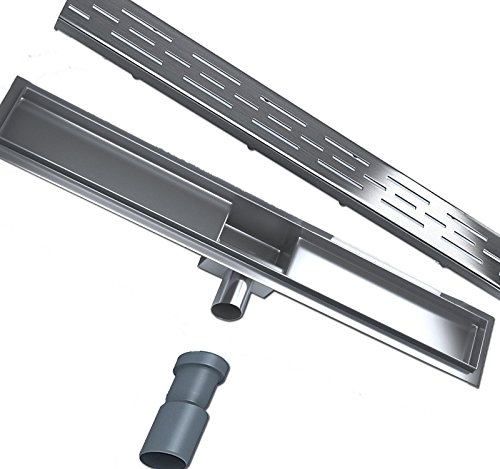 Duschablaufrinne Bodenablauf Flach aus Edelstahl extra flach + Siphon komplett (90 cm)