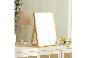 Hosoncovy Specchio da tavolo in legno con supporto Specchio per il trucco Specchio per il trucco Specchio da tavolo con supporto Specchio da bagno da terra pieghevole rettangolare HD (bianco)