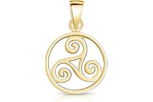 DTPsilver® Collana in Argento 925, Placcato in Oro Giallo, Rosa o Bicolore - Piccolo Ciondolo Triskele Celtico - Con o Senza Catenina - Larghezza: 1,2 mm - Lunghezza regolabile: da 40 a 45 cm